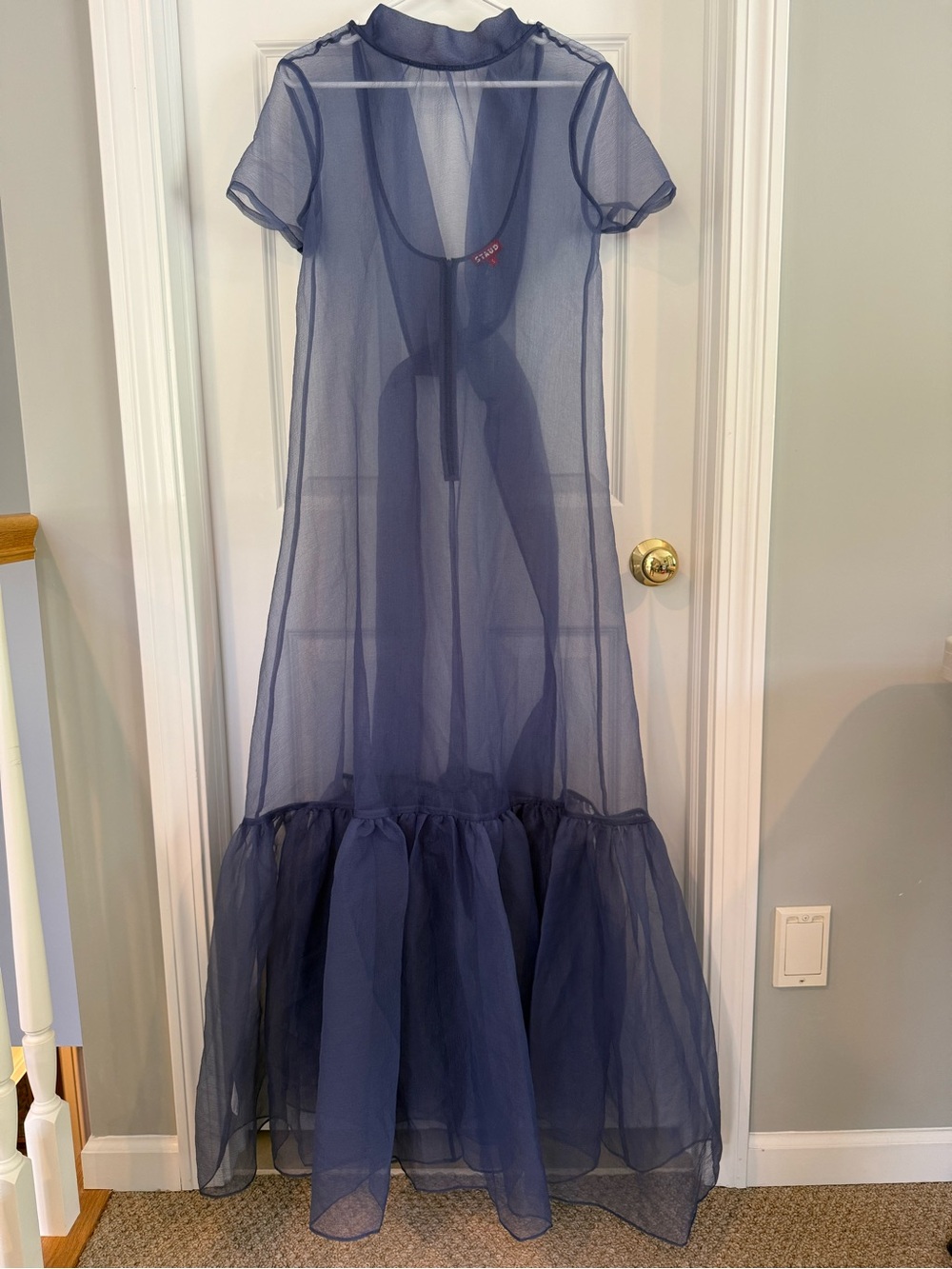 Staud Calluna Organza Gown Size S Navy Blue - Picture 11 of 14